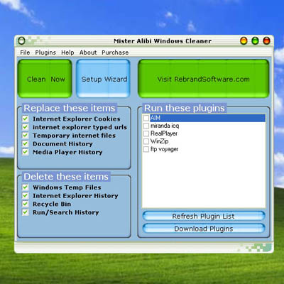 Screenshot of Mister Alibi Windows Cleaner