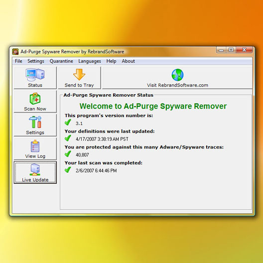 Screenshot of Ad-Purge Adware and Spyware Remover 2.0