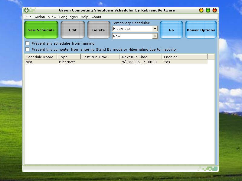 Screenshot of Green Computing Shutdown Scheduler