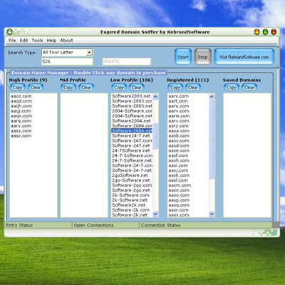 Screenshot of Expired Domain Sniffer