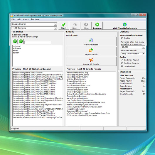 Brandable Email Spider 3.1 screenshot